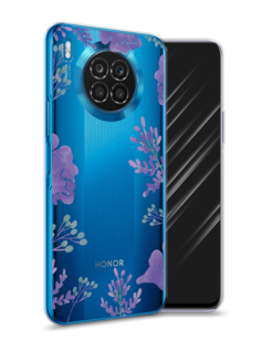 Чехол Awog на Huawei Nova 8i "Сиреневая цветочная рамка"