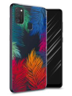 Чехол Awog на Samsung Galaxy M21/M30s "Рамка из перьев"