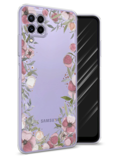 Чехол Awog на Samsung Galaxy A22 / Самсунг A22 "Розовая цветочная рамка"