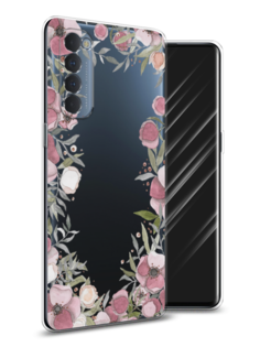 Чехол Awog на Oppo Reno 4 Pro "Розовая цветочная рамка"