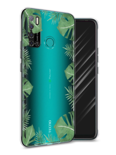 Чехол Awog на Tecno Pouvoir 4 "Листья папоротника рамка"