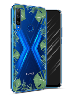 Чехол Awog на Honor 9X Premium "Листья папоротника рамка"