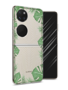 Чехол Awog на Huawei P50 pocket "Листья папоротника рамка"