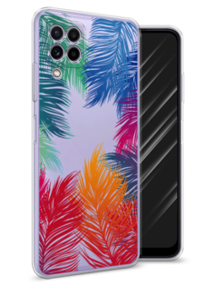 Чехол Awog на Samsung Galaxy M22 / Самсунг M22 "Рамка из перьев"