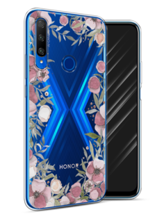 Чехол Awog на Honor 9X Premium "Розовая цветочная рамка"
