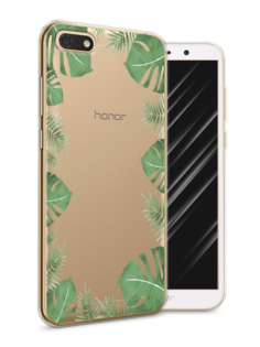 Чехол Awog на Honor 7A "Листья папоротника рамка"