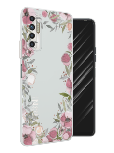 Чехол Awog на Tecno Camon 17P "Розовая цветочная рамка"