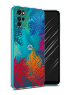 Чехол Awog на Motorola Moto G22 "Рамка из перьев"