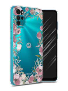 Чехол Awog на Motorola Moto G22 "Розовая цветочная рамка"