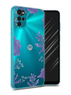 Чехол Awog на Motorola Moto G22 "Сиреневая цветочная рамка"