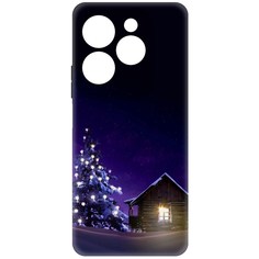 Чехол-накладка Krutoff Soft Case Зимний домик для INFINIX Hot 40 Pro черный