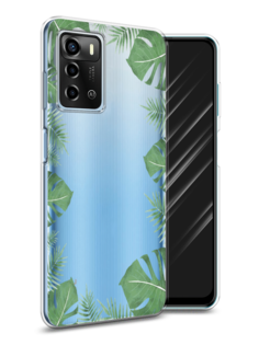 Чехол Awog на ZTE Blade V40 Vita / ЗТЕ Блэйд V40 Vita "Листья папоротника рамка"