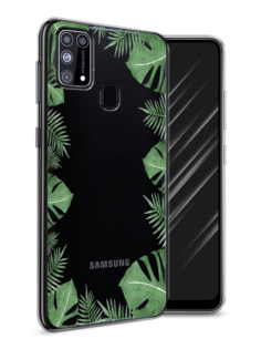 Чехол Awog на Samsung Galaxy M31 / Самсунг M31 "Листья папоротника рамка"