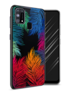 Чехол Awog на Samsung Galaxy M31 / Самсунг M31 "Рамка из перьев"
