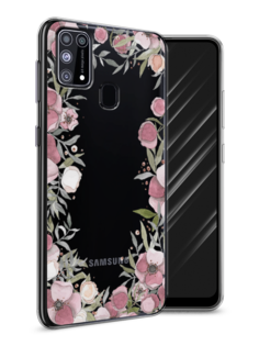 Чехол Awog на Samsung Galaxy M31 / Самсунг M31 "Розовая цветочная рамка"