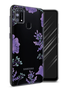 Чехол Awog на Samsung Galaxy M31 / Самсунг M31 "Сиреневая цветочная рамка"