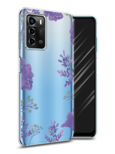 Чехол Awog на ZTE Blade V40 Vita / ЗТЕ Блэйд V40 Vita "Сиреневая цветочная рамка"