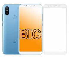 Защитное стекло для Xiaomi Mi 6X и Mi A2 с белой рамкой BIG