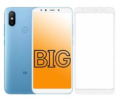 Защитное стекло для Xiaomi Mi 6X и Mi A2 с белой рамкой BIG