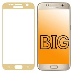 Защитное стекло для Samsung Galaxy S7 с золотой рамкой BIG