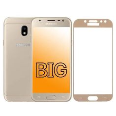 Защитное стекло для Samsung Galaxy J3 (2017) с золотой рамкой BIG