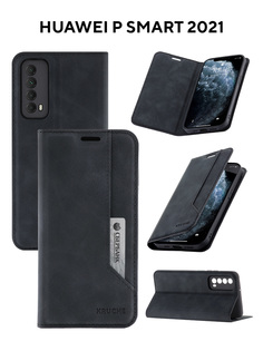 Чехол на Huawei P Smart 2021 Kruche Strict style черный,книжка с карманом, с магнитом КruЧЕ