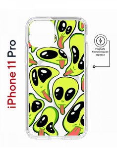 Чехол на iPhone 11 Pro MagSafe с принтом Kruche Print Инопланетянин с магнитом КruЧЕ