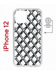 Чехол на iPhone 12/12 Pro MagSafe с принтом Kruche Print Стальная сетка с магнитом КruЧЕ