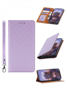 Чехол на iPhone 12/12 Pro Kruche Royal view фиолетовый,книжка с магнитом, с ремешком КruЧЕ