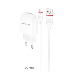 Сетевое зарядное устройство Borofone BA49A micro usb - usb 1xUSB 2.1 А белый