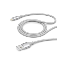 Дата-кабель USB - 8-pin для Apple, алюминий/нейлон, MFI, 1.2м, серебро, крафт, Deppa