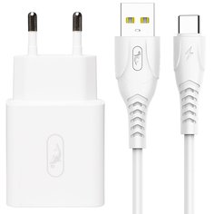 Сетевое зарядное устройство SKYDOLPHIN SC31T (1USB/5V/3A QC3.0) + кабель Type-C, белый No Brand