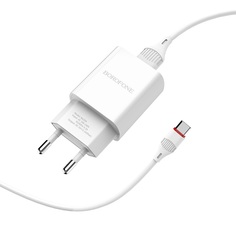 Сетевое зарядное устройство Borofone BA20A (2.1A) + кабель MicroUSB, белый No Brand