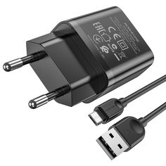 Сетевое зарядное устройство Borofone BA52A (2A) + кабель MicroUSB, черный No Brand