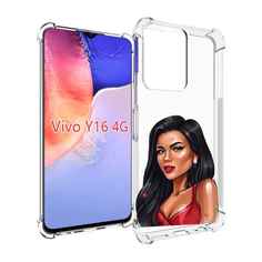 Чехол MyPads Брюнетка-в-красном-платье для Vivo Y16 4G/ Vivo Y02S