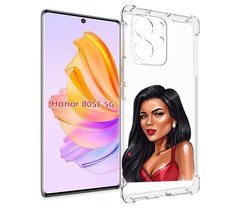 Чехол MyPads Брюнетка-в-красном-платье для Honor 80 SE