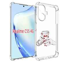 Чехол MyPads Любовный-стакан для Realme C55 противоударный