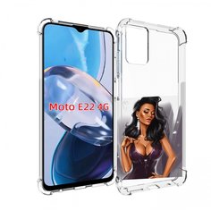 Чехол MyPads нарисованная-девушка-в-фиолетовом-платье женский для Motorola Moto E22 4G ...