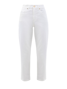 Белые джинсы укороченного кроя с нашивкой из кожи на поясе Lorena Antoniazzi