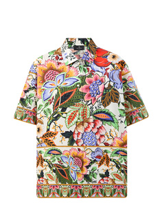 Свободная рубашка из гладкого поплина с флористическим принтом Etro