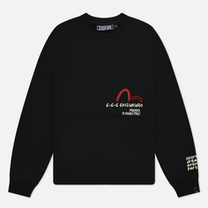 Мужская толстовка Evisu Evisukuro Print Crew Neck, цвет чёрный, размер XXL