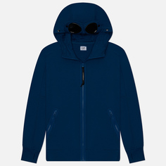 Мужская толстовка C.P. Company Diagonal Raised Fleece Hoodie Zipped Goggle, цвет синий, размер XL