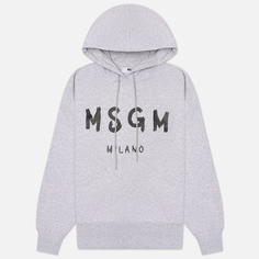 Женская толстовка MSGM MSGM Milano Logo Unbrushed Hoodie, цвет серый, размер S