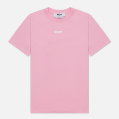 Женская футболка MSGM Micrologo Basic Crew Neck, цвет розовый, размер XS