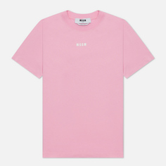 Женская футболка MSGM Micrologo Basic Crew Neck, цвет розовый, размер XS