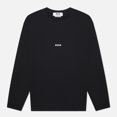 Мужской лонгслив MSGM Micrologo Basic Crew Neck, цвет чёрный, размер L