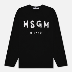 Мужской лонгслив MSGM MSGM Milano Logo, цвет чёрный, размер XL