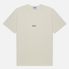 Мужская футболка MSGM Micrologo Basic Crew Neck, цвет бежевый, размер L