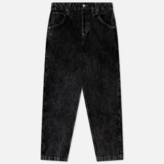 Мужские джинсы Evisu Seagull Print Leather Patch Denim, цвет чёрный, размер 30