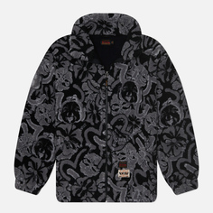 Мужская флисовая куртка Evisu Evisu Embroidered Godhead & Kamon Jacquard Sherpa, цвет чёрный, размер L